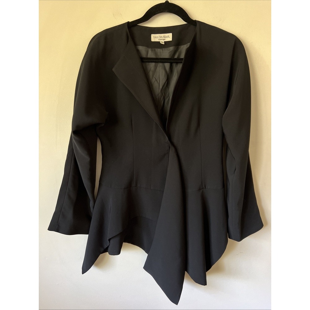 IVAN GRUNDAHL Copenhagen Women's Asymmetric Black Blazer Jacket Size 36